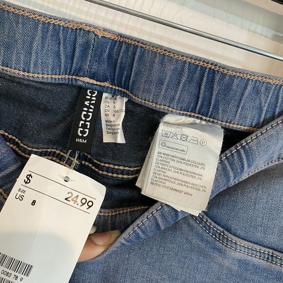 Divided H&M jeggings womens blue sz 8 bodycon stretch elastic waist - Picture 5 of 10